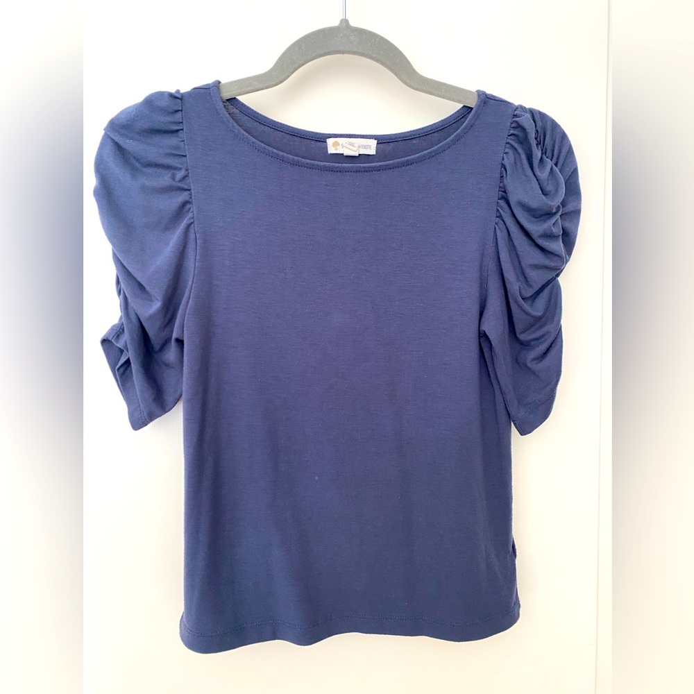 TUCKER + TATE RUCHED PUFF SHORT SLEEVE BLOUSE Girls size L (10-12)